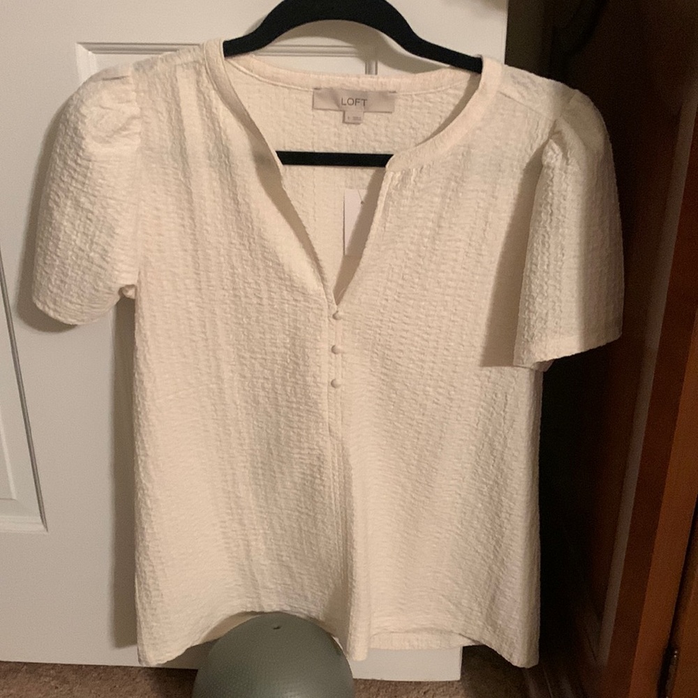 Loft white blouse size S NWT